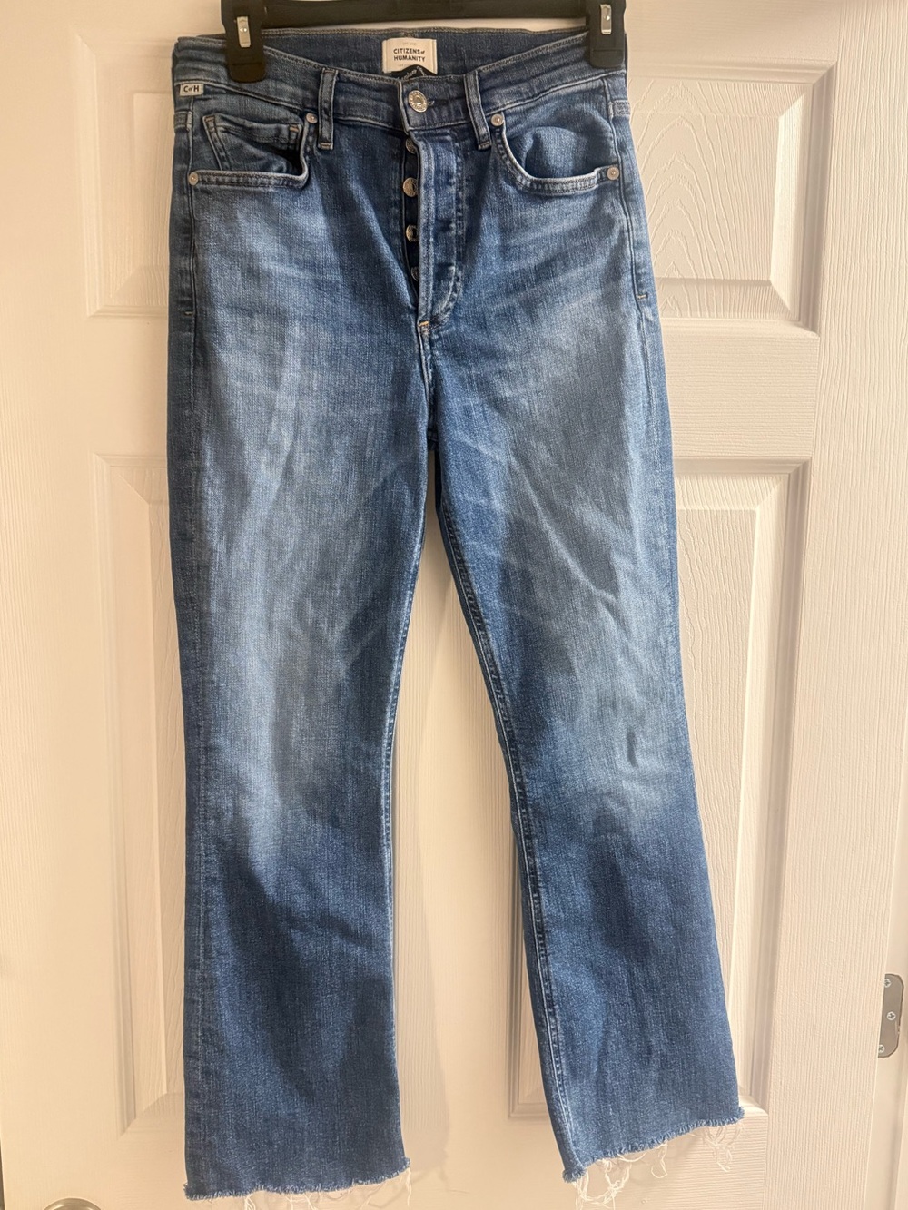 Citizens of Humanity Isola Cropped Jeans Size 26 Light Wash Raw Hem